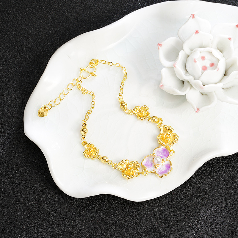 Nuevos productos de oro de arena de Vietnam color esmalte universal iris pulsera de perlas de lujo ligero no se desvanecerá joyas de mano