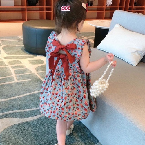 Little Girls' Dress 2024 Summer New Children's Tank Top Princess Dress for Toddlers Floral Dress for Baby Girls Summer Outfit