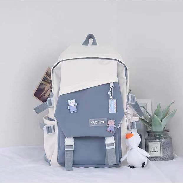 Colgante de alta apariencia mochila ins contraste de color de gran capacidad mujer estudiante de secundaria mochila de computadora nicho Harajuku estilo masculino