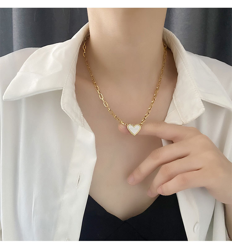 15g Weight Pendant Necklace Classification 1 Piece Quantity Daily Occasion Titanium Steel Material Heart Shape Pattern Women'S Gender Plating Design Fashion Style Fashion Heart Shape Titanium Steel Plating Pendant Necklace 1 Piece 7