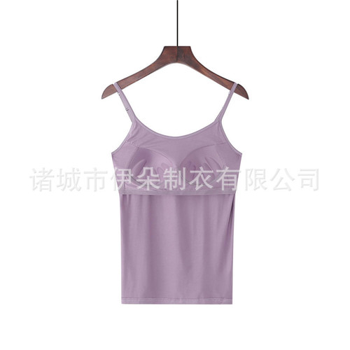 Modal camisole with breast pads, one-cup bra, loose large size inner layer, summer outer wear for women