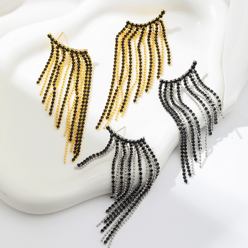 U Shape, Water Droplets, Tassel Pattern 1 Pair Simple Style U Shape Water Droplets Tassel Alloy Copper Rhinestones Drop Earrings Earrings