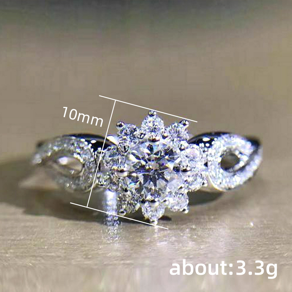 Fashion Flower Copper Rings Plating Inlay Zircon Copper Rings