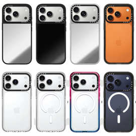 CASE同款网红图案镜面黑框亚克力磁吸苹果iphone17pm手机壳保护套