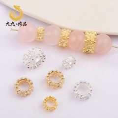 14 18k ゴールドフィルド色保護中空小さな花ビーズジュエリーアクセサリー diy ブレスレットクローズドリング電気メッキビーズアクセサリー