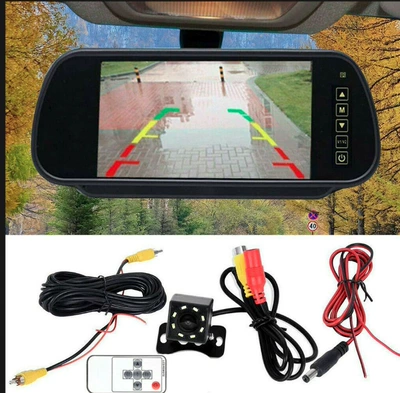 7inch Rearview Mirror Display Car display - 7inch-rearview-mirror-adjustable-8-lights-12v-universal