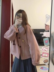 秋冬の小柄な女性のための韓国風コート、新しいスタイル、外国風、ユニークで見栄えの良いショートスーツウールコート