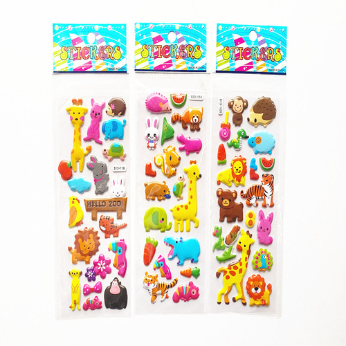 New hydraulic concave and convex animal series stickers cute dress-changing three-dimensional cartoon foam paste boy and girl reward stickers