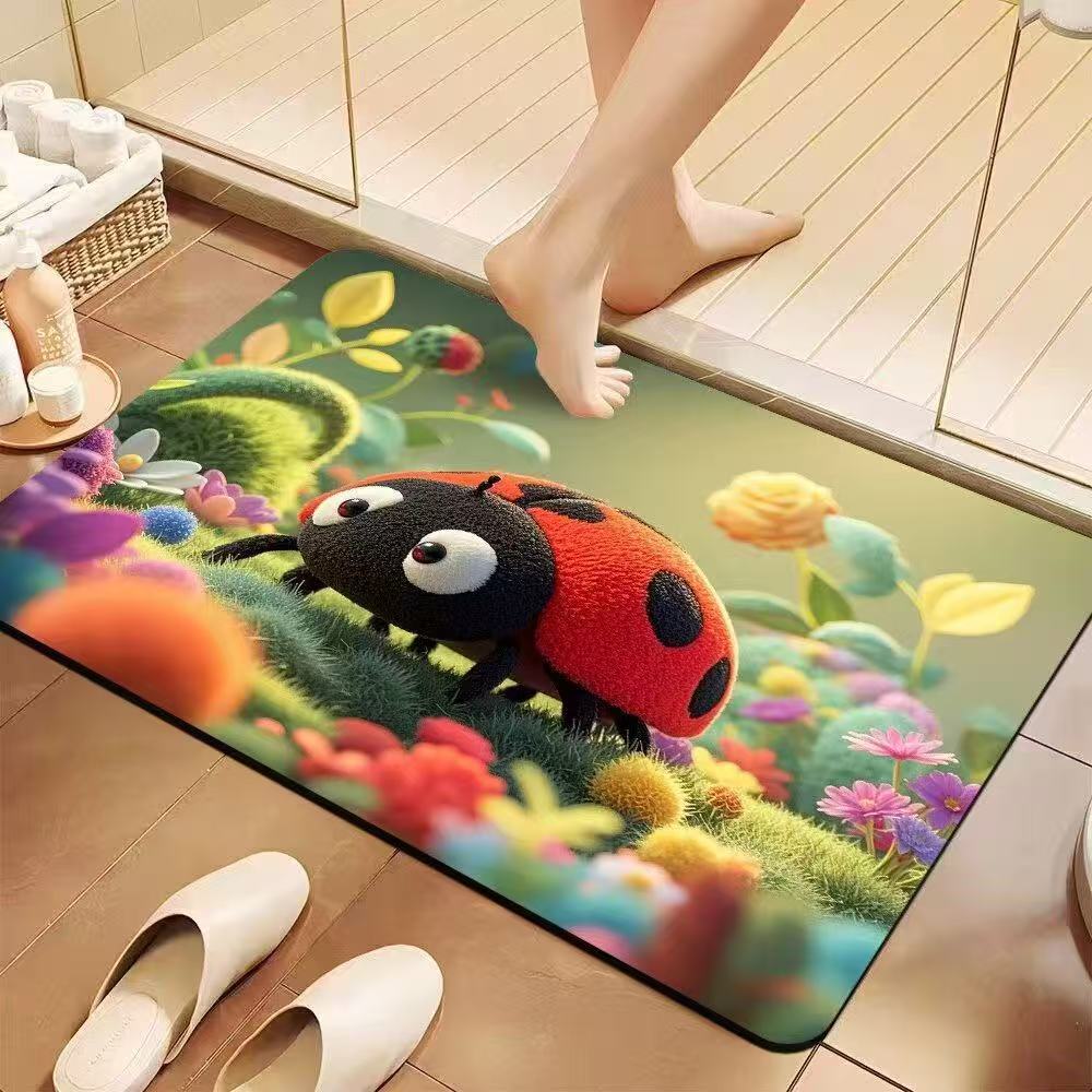 3D estereoscópico alfombra de suelo de baño inodoro puerta de absorción de agua alga de barro esterilla antideslizante inodoro doméstico puerta de entrada esterilla