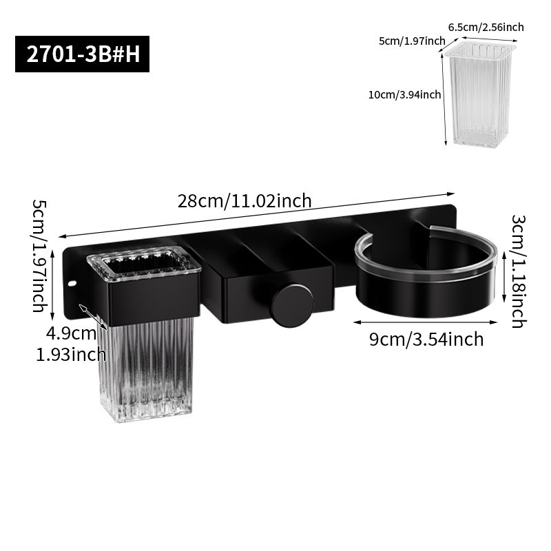 Soporte para secador de pelo Soporte de tubo de aire sin perforación para baño Peine multifunción Soporte para rizadores Soporte para secador de pelo