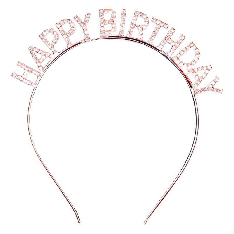 Comercio exterior feliz cumpleaños diadema con incrustaciones de diamantes fiesta de alta gama ambiente de fiesta accesorios fotográficos diadema accesorios para el cabello mujeres al por mayor