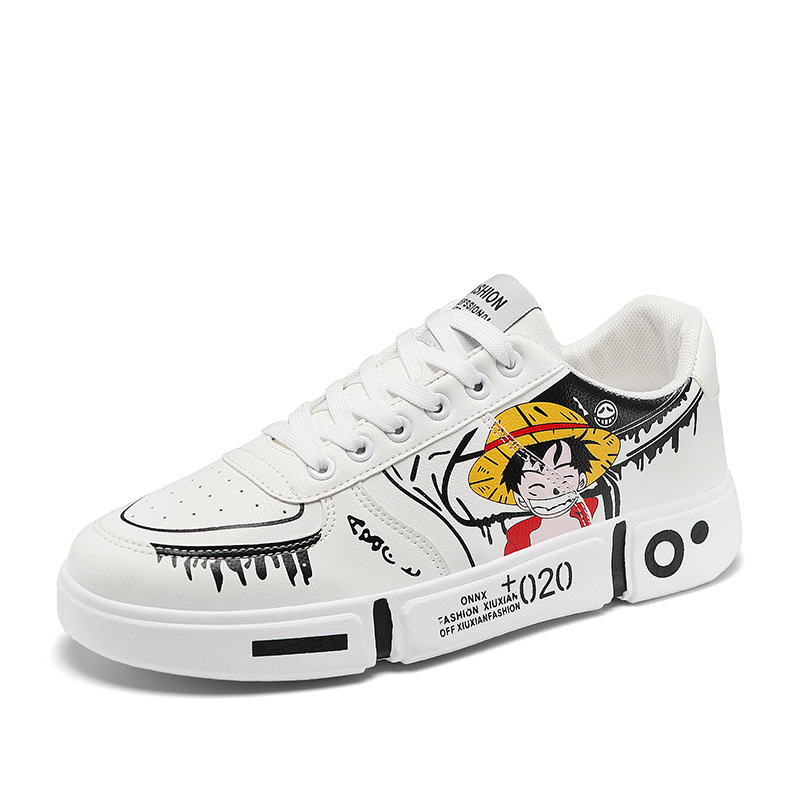 One Piece Luffy Student Board Shoes, Baskets Décontractées, Chaussures Non Ald Respirantes, Cadeau Animé, Nouveau, 2024_voghion.com
