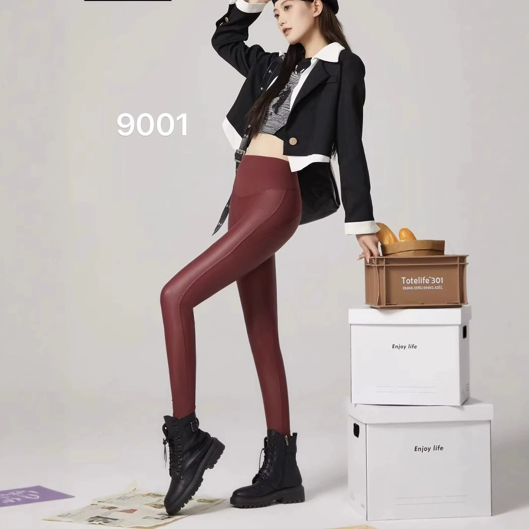 Trousers, elastic fleece leggings, fitted, high waist, plus size