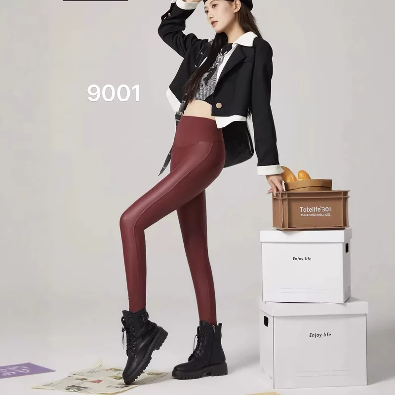 Trousers, elastic fleece leggings, fitted, high waist, plus size