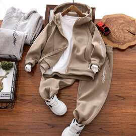 男童春秋款儿童2024男孩时髦酷帅休闲中大童外套运动套装