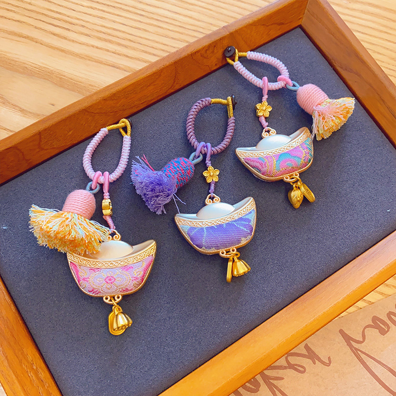 【成品】非遗宋锦手工宋锦元宝挂件包挂车挂双面葫芦吊坠钥匙扣|undefined