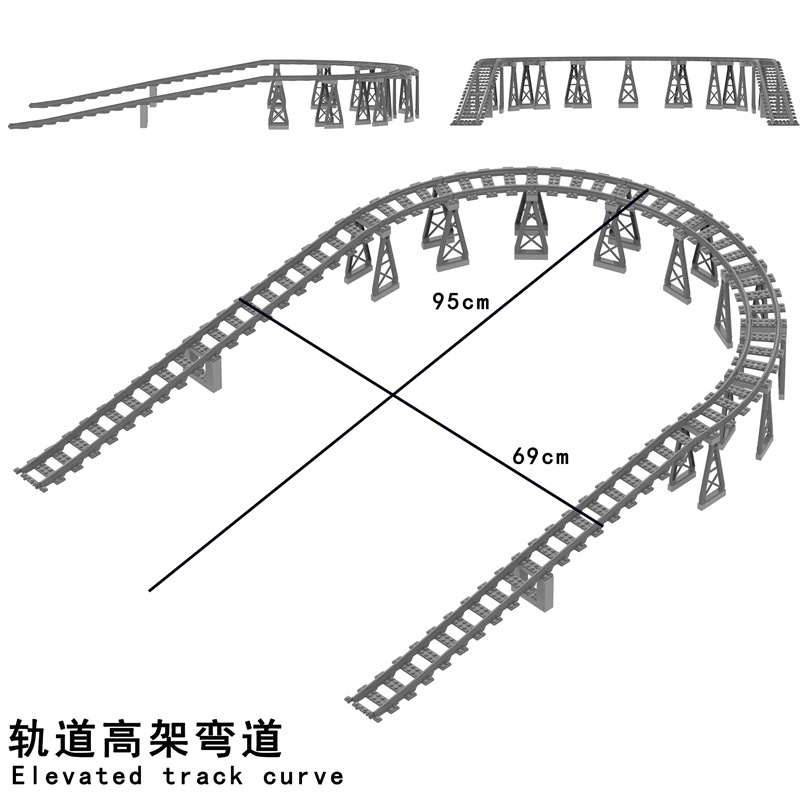 Tren De La Ciudad vía del tren compatible con el carril recto curva combinación escena pequeña partícula montaje bloques de construcción bolsa de juguete