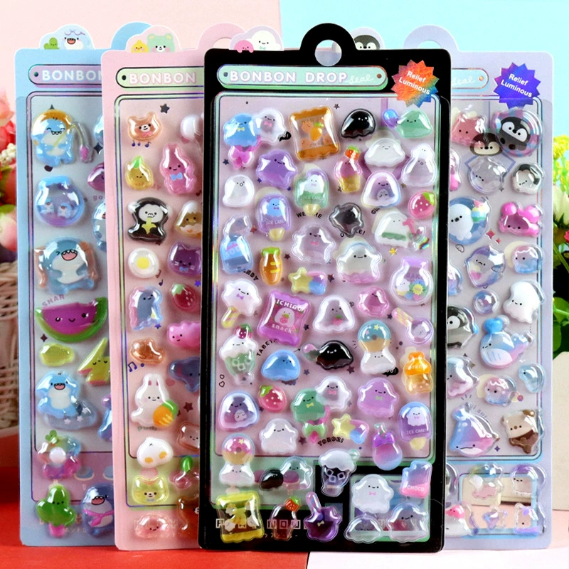 3D трехмерная светящийся рельефный наклейка для детей мультфильм милое животное подводное существо Karby Star Shark липкая наклейка