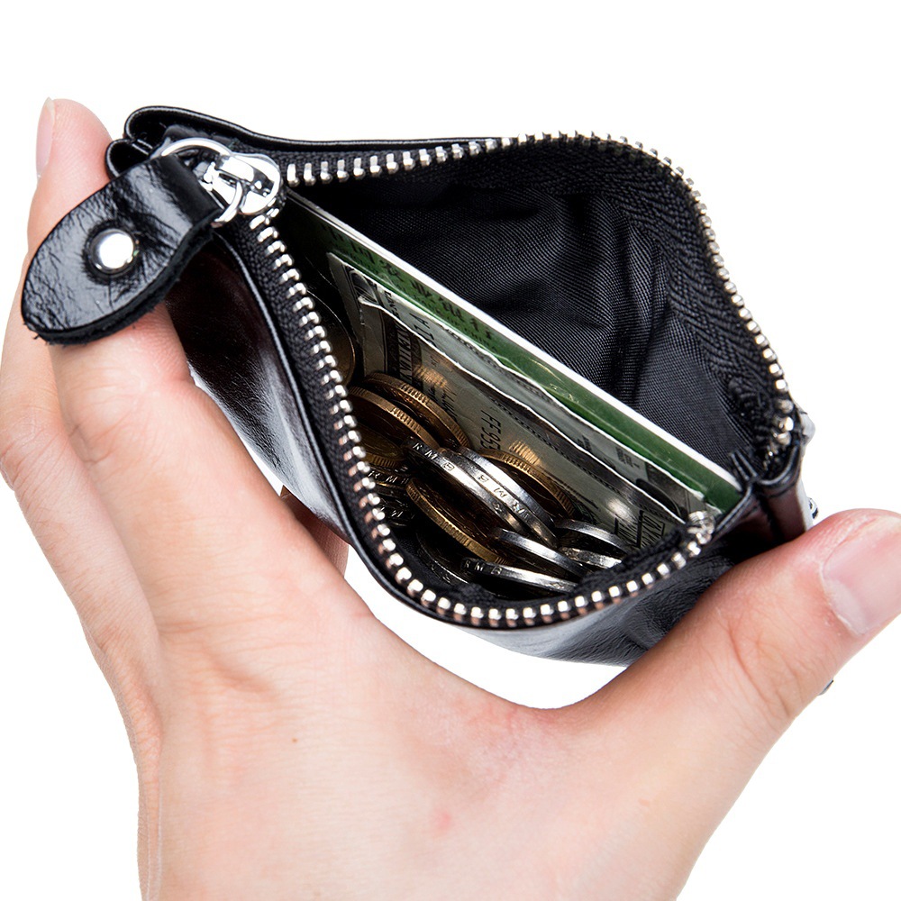 New Genuine Leather Retro Key Bag, Simple Multi-Functional Coin Purse, Keychain Two-In-One Storage Bag, Universal Style