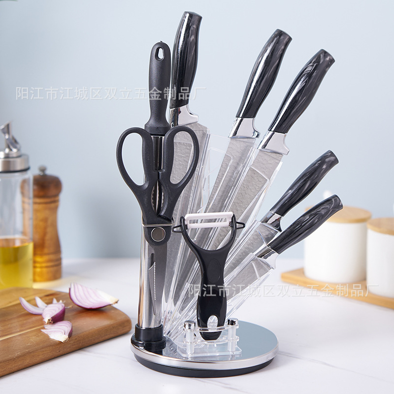 Nueva herramienta grasa mango doble galvanoplastia cabeza giratoria acrílico cuchillo asiento regalo de negocios de nueve piezas en stock