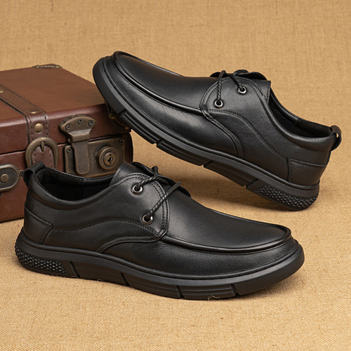  Autumn New Men's Genuine Leather Casual Shoes Breathable and Wear-Resistant First Layer Cowhide Workwear Men's Shoes Factory Direct Sales
