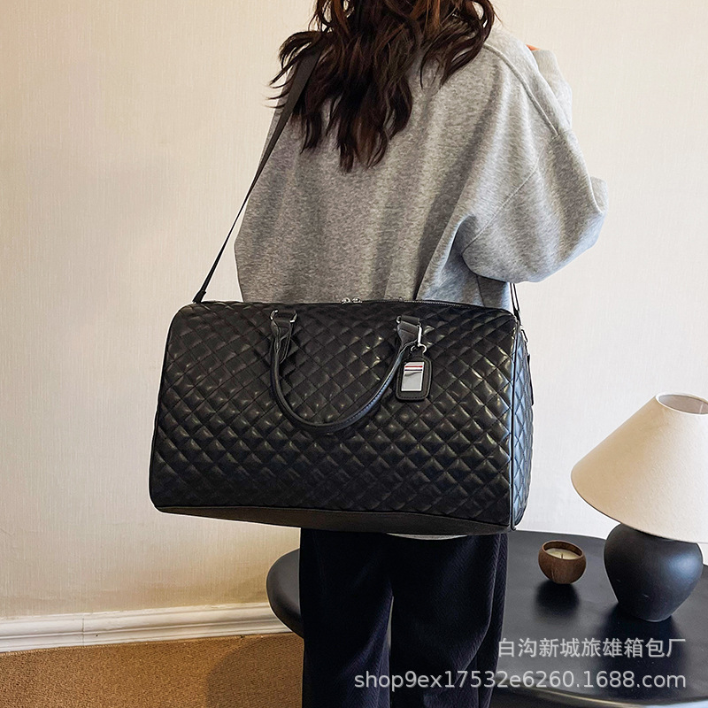 25-Year New Model Black Checkered Cross-Border Wholesale Handbag Classic Large-Capacity Women's Travel Bag Gym Bag Business Trip Luggage Bag