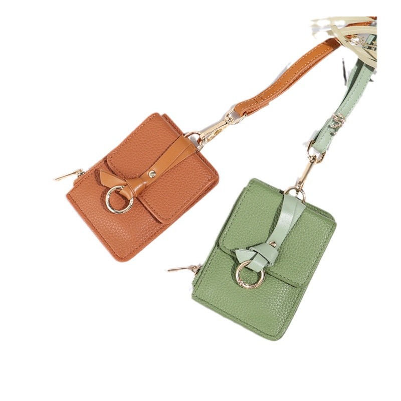 Cuello halter Mini Card Bag Funda protectora para permiso de trabajo Funda para llaves multifuncional Tarjeta de autobús para estudiantes Tarjeta de comida Paquete pequeño Liquidación