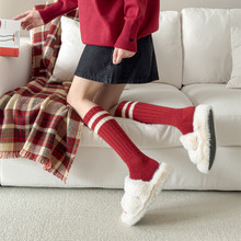 袜子女本命年大红色毛绒袜套护套加厚保暖堆堆袜小腿袜新年袜女袜