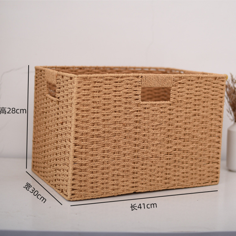 armario doméstico cajón caja de almacenamiento canasta de tela de caña snack juguetes caja de acabado de artículos canasta de tela image 11