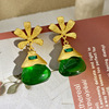 Design earrings, advanced green silver needle, fashionable brand accessory, high-quality style, wholesale