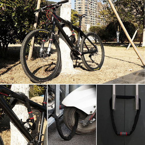 Multi-purpose mountain bike password lock keyless anti-theft chain lock electric motorcycle lock portable chain lock