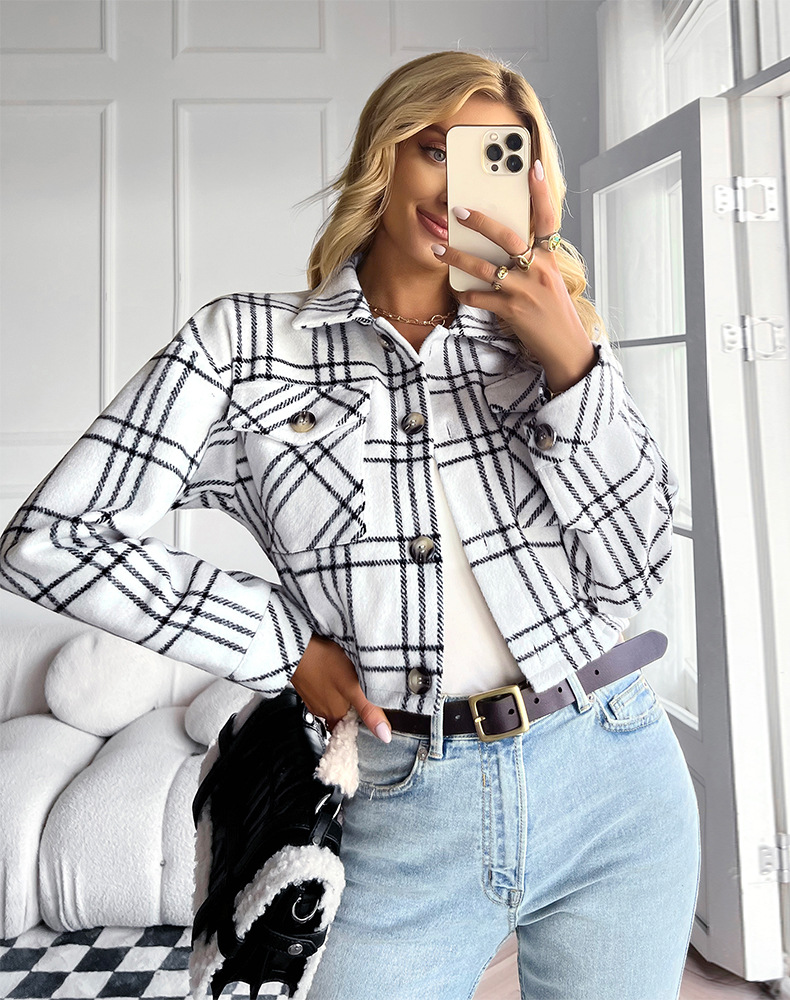 'Jessica' Classic Plaid Cropped Shacket 