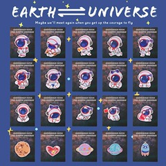 Embroidered astronaut planet space stitching sticker with self-adhesive fabric patch for clothing repair