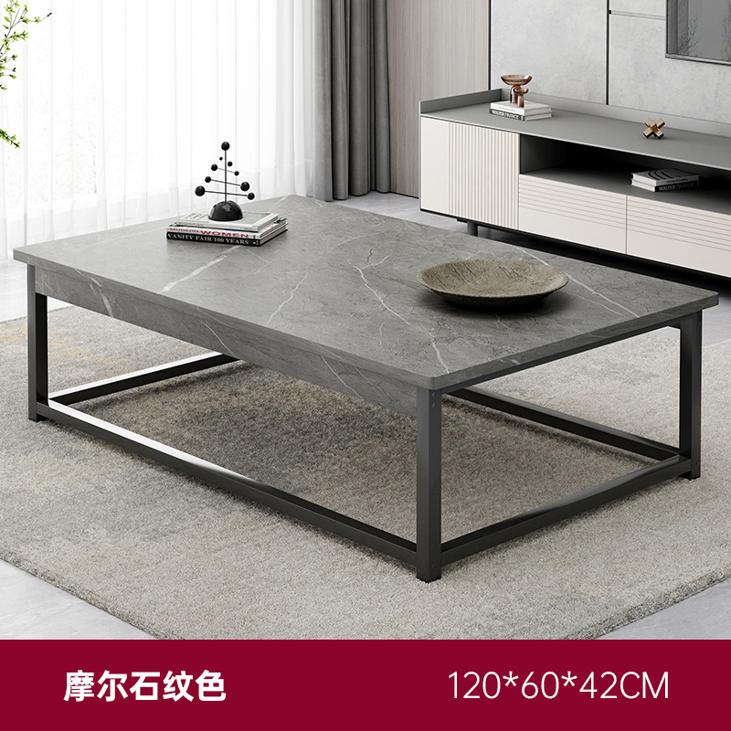 Mesa de té sala de estar doméstica 2025 nueva mesa de tabla de roca de estilo minimalista italiano simple mesa de té sofá de oficina