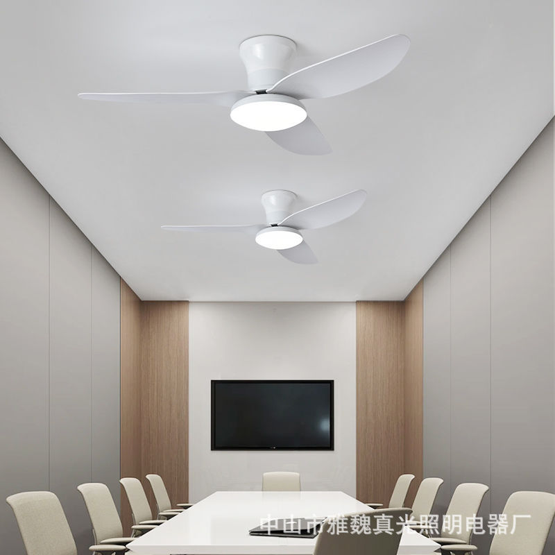 Nueva Conversión de frecuencia lámpara de ventilador de tres hojas techo doméstico simple comedor sala de estar dormitorio lámpara ventilador integrado lámpara de ventilador de techo Nórdico