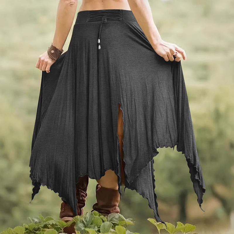 AliExpress European and American best selling women's solid color irregular elastic waist skirt AliExpress European and American best selling women's solid color irregular elastic waist skirt