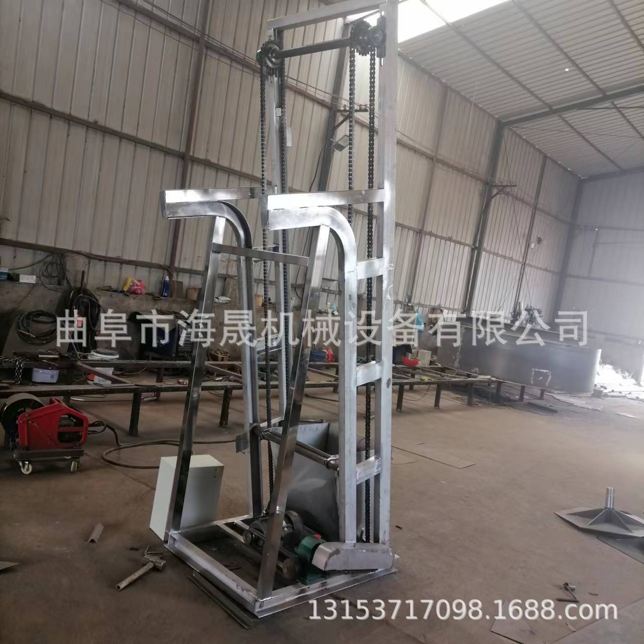 酿酒原料垂直上料机 海晟加工粮食颗粒输送机 不锈钢单斗提升机