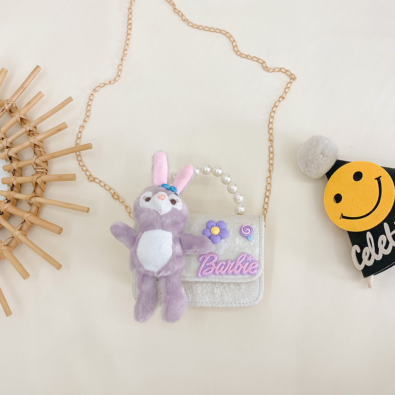 2023 nuevo bolso de los niños bolsa de hombro de conejo de dibujos animados estilo Chanel princesa bolsa perla portátil monedero bolsa
