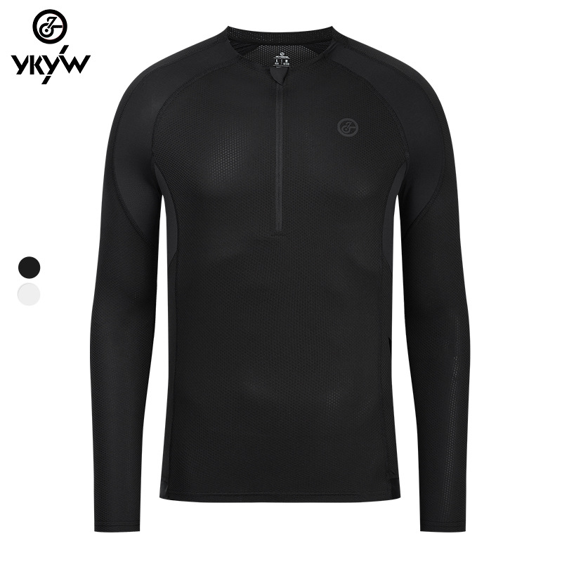 Foreign Trade Ebay Hot-Selling Men's Cycling Clothing, Fashionable Ykk Zipper Sports Outdoor Quick-Dry Cycling Long-Sleeve Base Layer Shirt