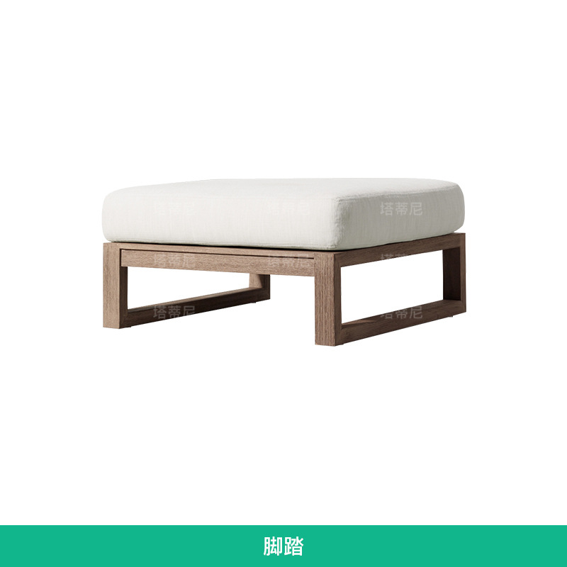Sofá de patio para exteriores, conjunto de muebles de jardín impermeables y resistentes al sol, muebles de terraza para villa de madera de teca anticorrosión. image 9