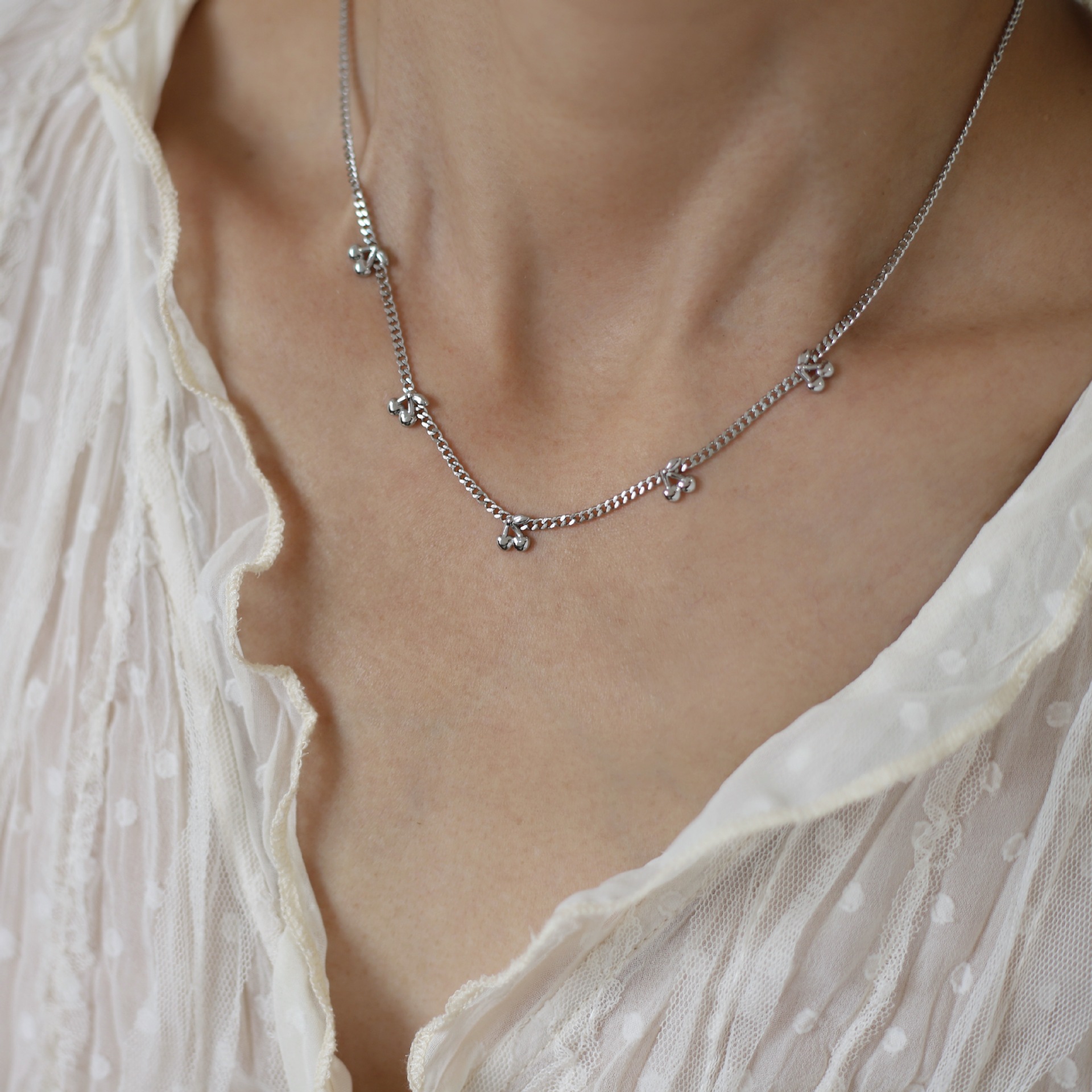 Model Show Cherry Pendant Stainless Steel Necklace