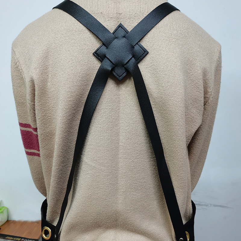 Amazon lienzo grueso delantal logotipo impreso peluquero delantal bolsillo pu cuero multifuncional delantal fábrica al por mayor