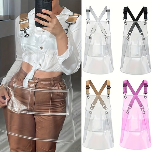 ins transparent TPU apron waterproof and oil-proof kitchen household workclothes women's cooking catering aquatic products special waist leather