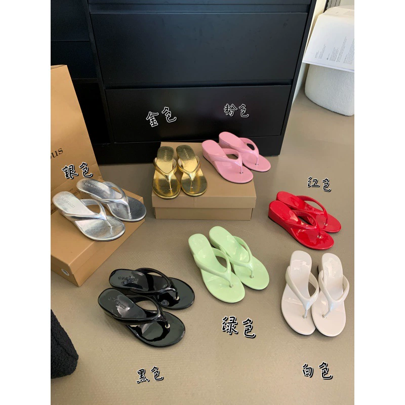 2024 Летние французские шлепанцы с толстым дном носят лакированные конфеты