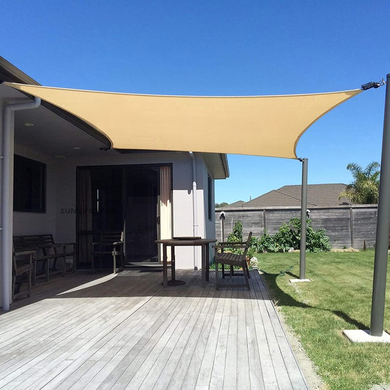 Rectangular Arc-Edged Commercial-Grade 185Gsm Permeable Outdoor Sunshade Fabric for Deck Backyard Patio