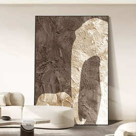 大象玄关装饰画沙发背景墙肌理油画客厅落地壁画高级过道抽象挂画