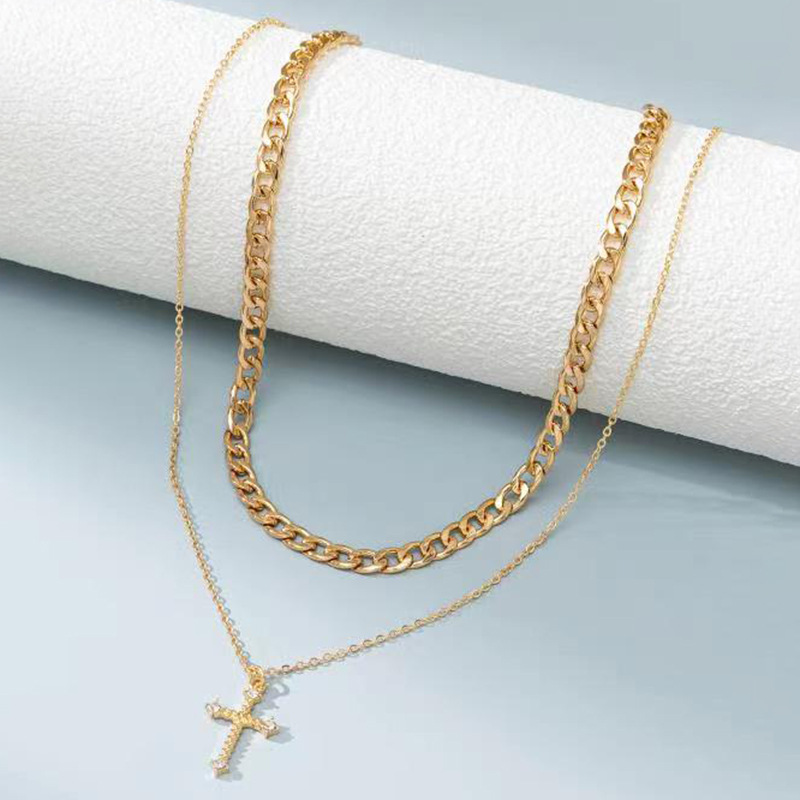 1 Set Fashion Cross Alloy Inlay Artificial Diamond Womenu0027S Earrings Necklace