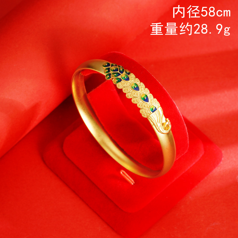 Brazalete de cobre de esmalte de pavo real chino, brazalete de esmalte de oro antiguo de Vietnam, joyería al por mayor