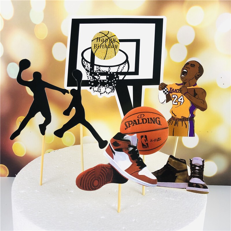 New basketball suit card birthday cake card card card flag basket basketball shoes dessert decoration card