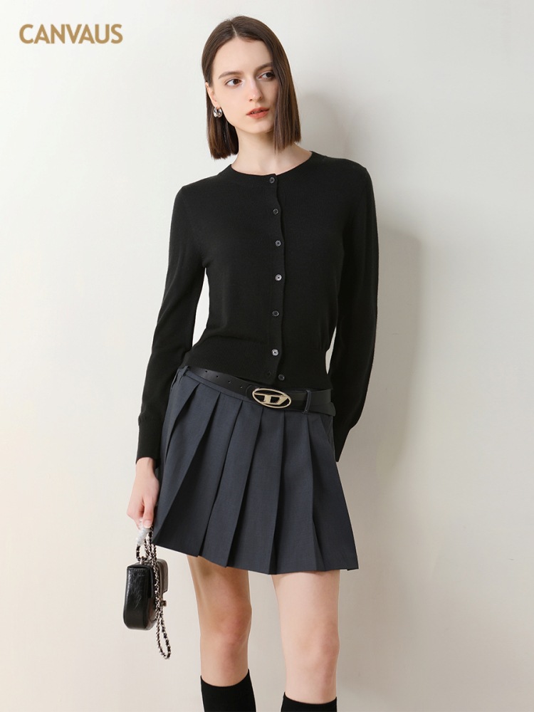 CANVAUS nuevo suéter casual de lana de las mujeres sueltas de color sólido suave glutinoso agradable para la piel de otoño e invierno cardigan superior